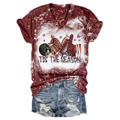 Seasonal Splendor Football Tie-Dye V-Neck Tee